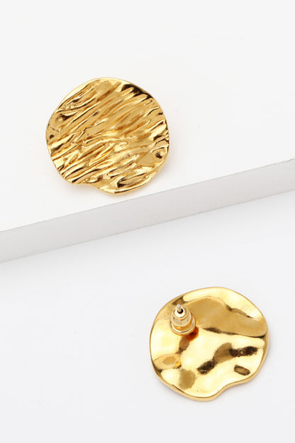 18K Gold-Plated Textured Stud Earrings