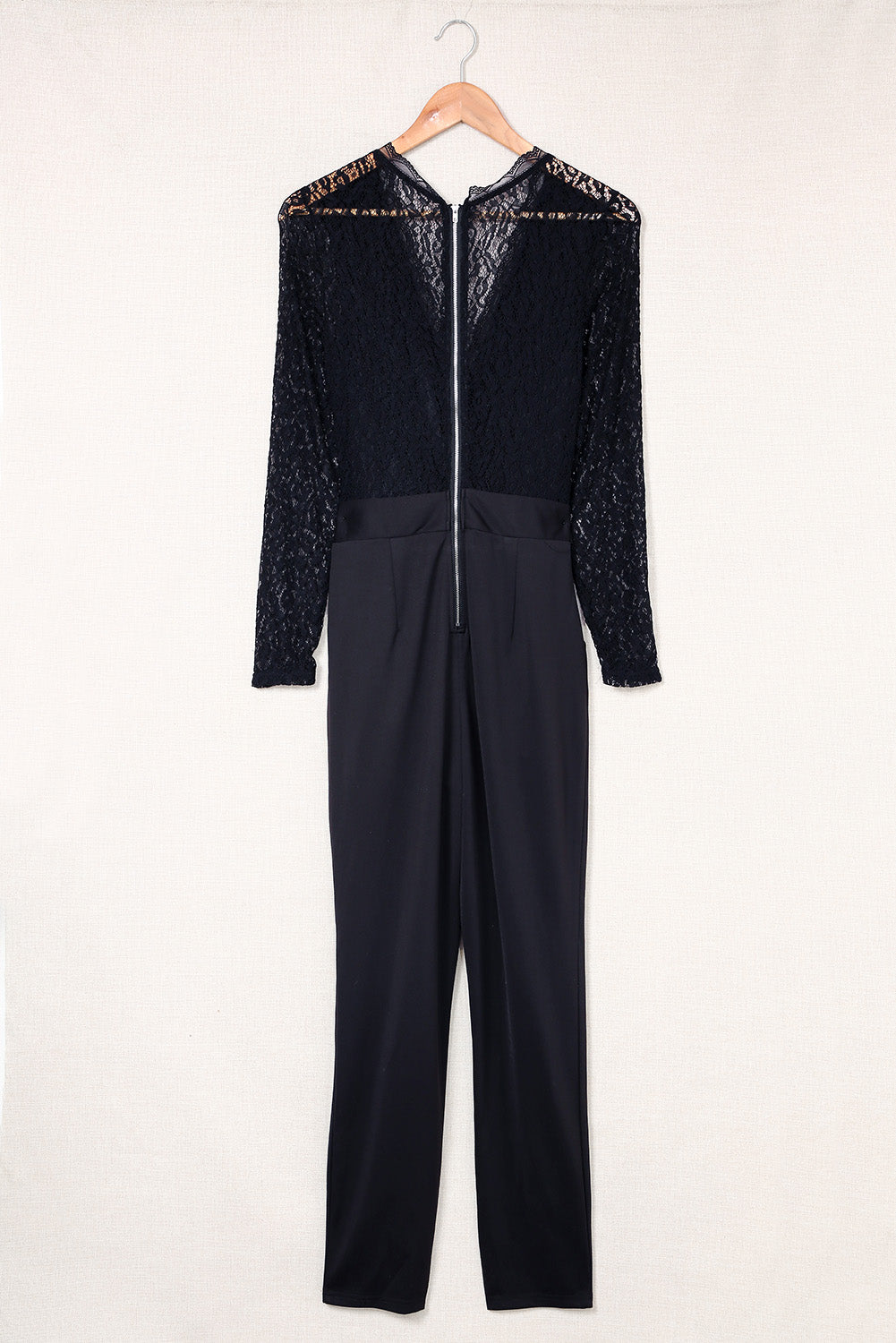 Spliced Lace Tie Waist Jumpsuit