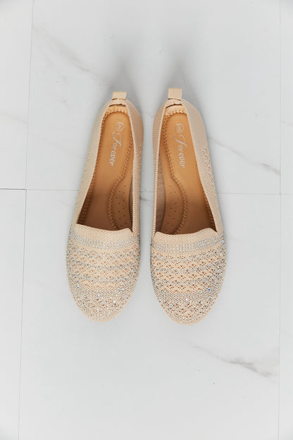 Forever Link Rhinestone Flats in Beige