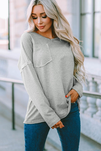 Dropped Shoulder V-Neck Top